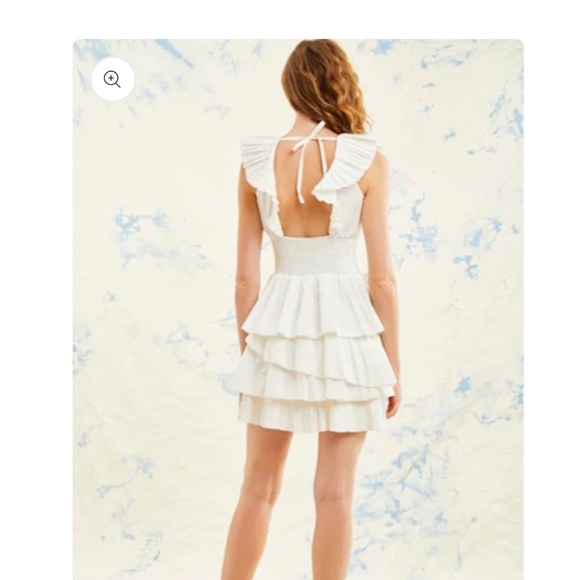 Chic White Ruffled Mini Dress - Picture 4 of 5